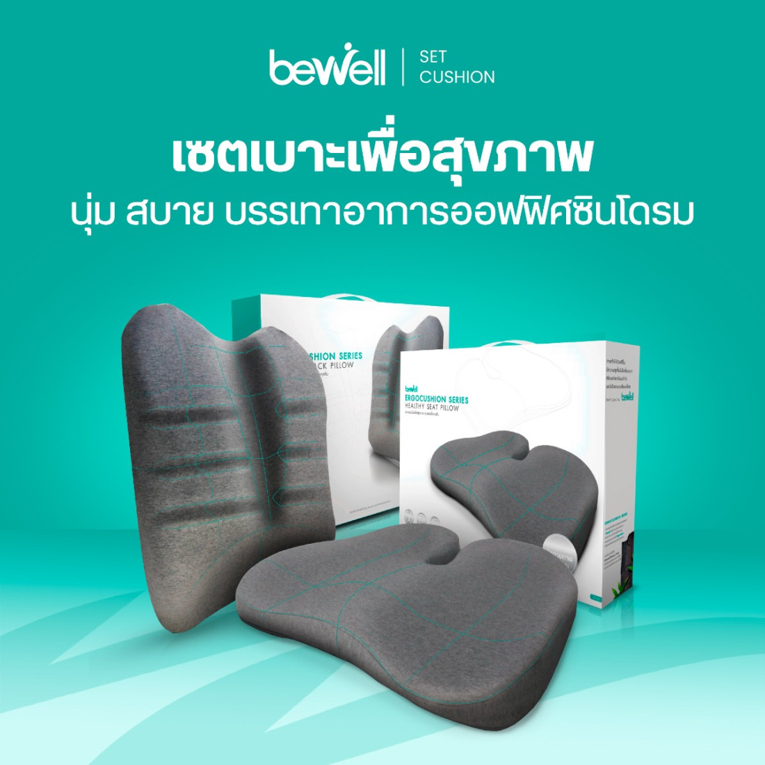 รีวิว Bewell Set เบาะรองหลังและรองนั่งเพื่อสุขภาพ Ergocushion