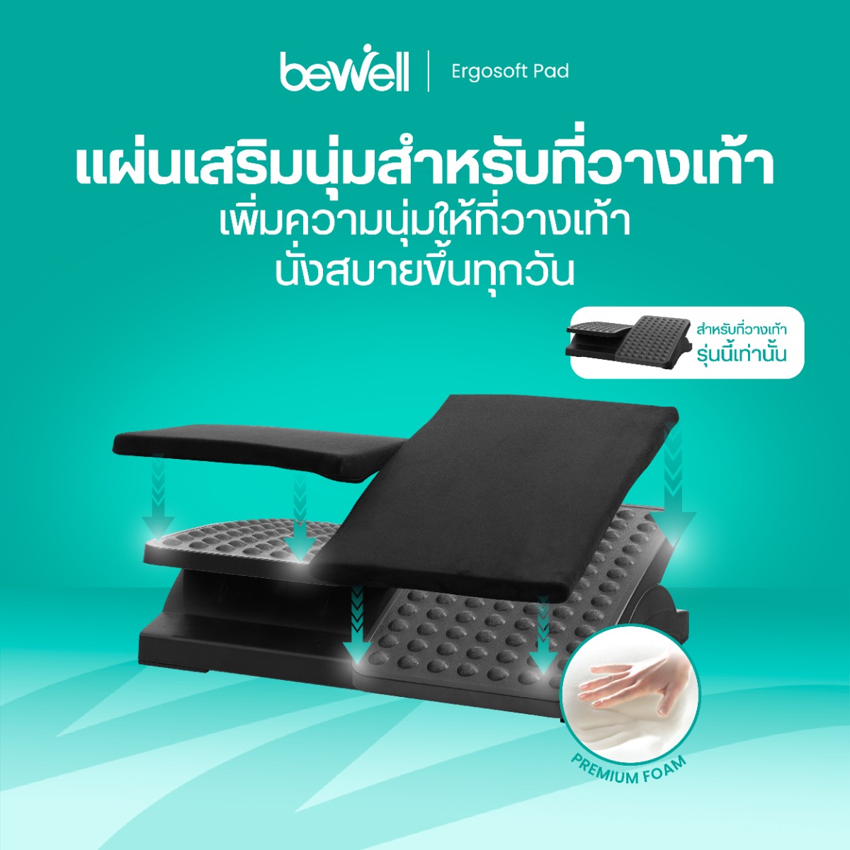 Bewell แผ่นนุ่มเสริมที่วางเท้าเพื่อสุขภาพ ErgoSoft Pad EF-11 ช่วยกระจายน้ำหนักและลดแรงกดทับฝ่าเท้า