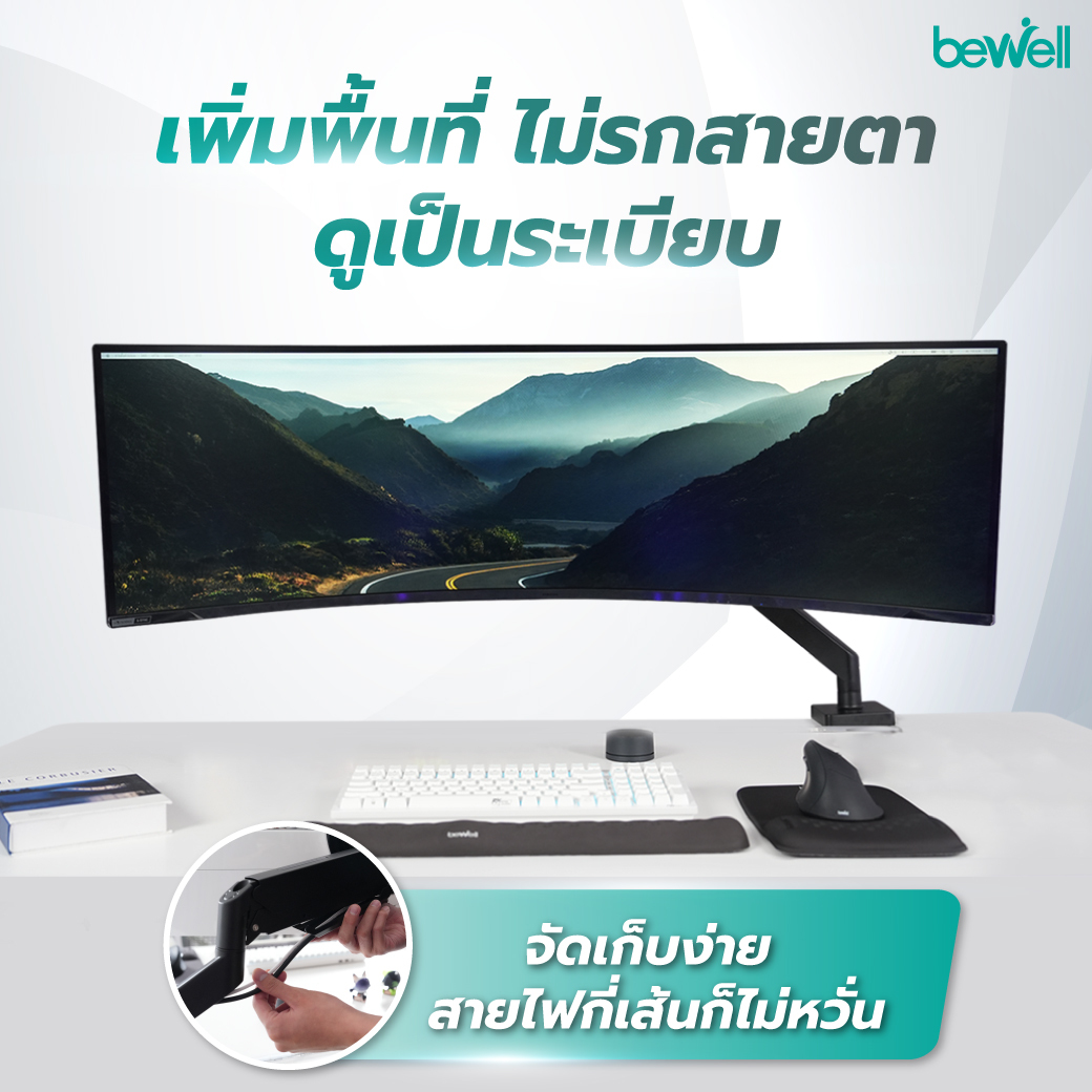 ช่องเก็บสายไฟในตัว Cable Management และดีไซน์ Premium Finish มีให้เลือกสีขาวและสีดำ