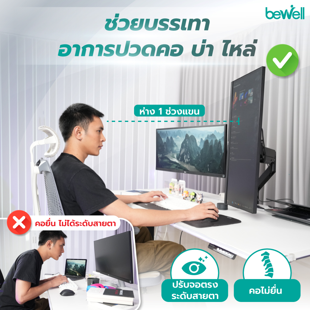 ระบบโช้ค Gas Spring ปรับหมุน 360 องศา