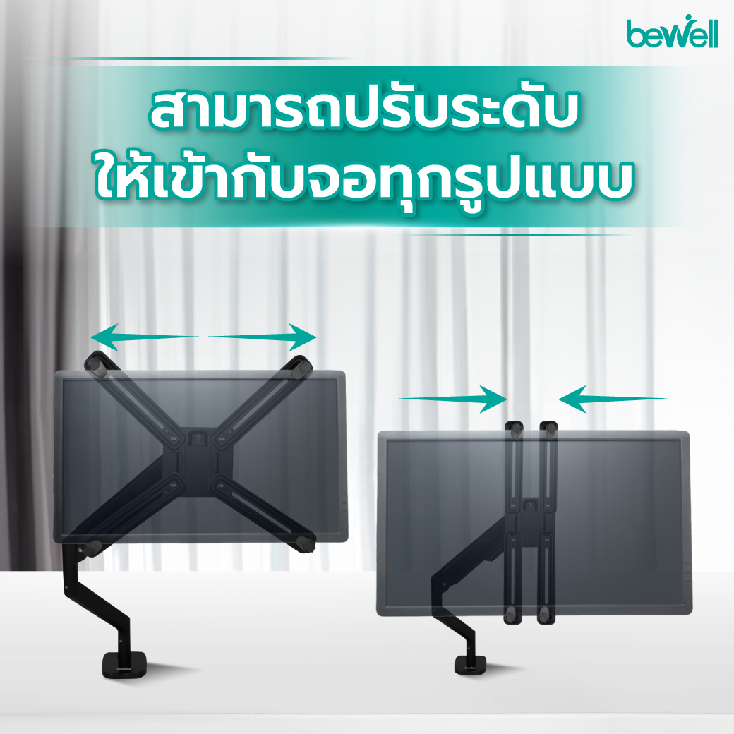 วัสดุอลูมิเนียมและเหล็กคุณภาพสูง แข็งแรงทนทาน อะแดปเตอร์แปลงขาจับจอ Bewell