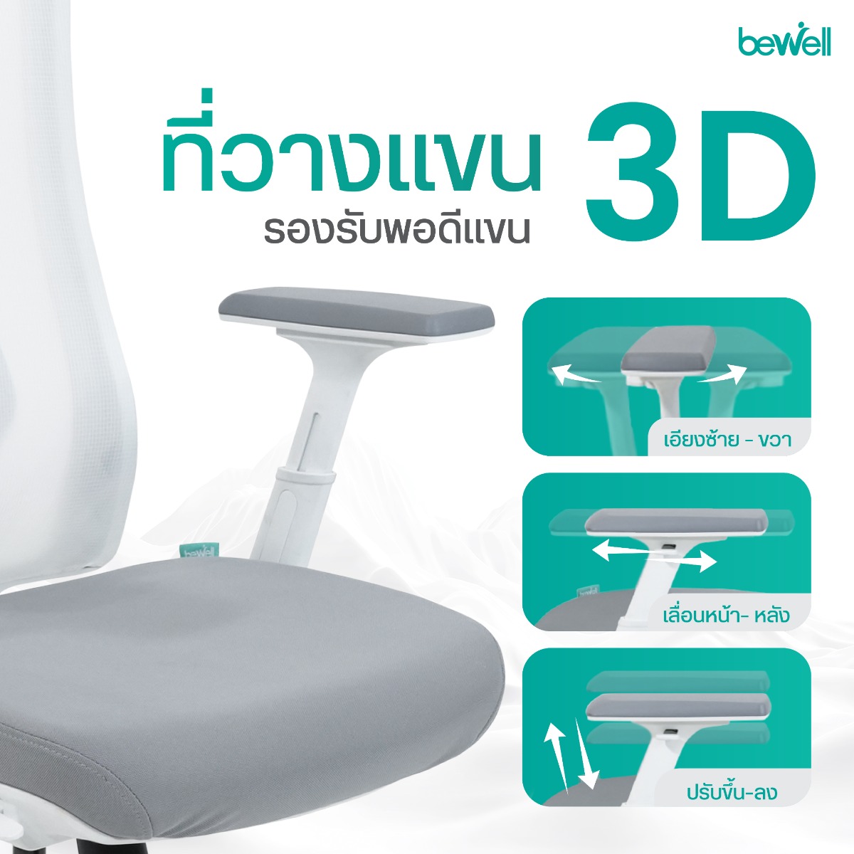 Bewell FROZEN Cervical Headrest และ U-Shape Lumbar Support รองรับคอและหลังล่าง