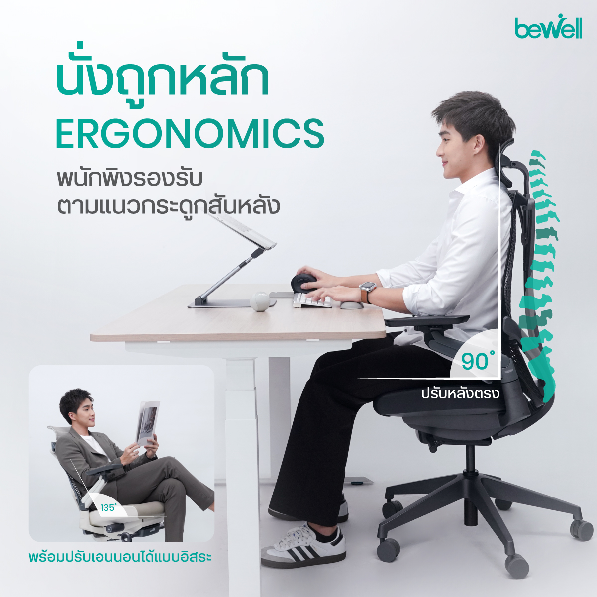 Bewell Embrace 4D Armrests ที่วางแขนปรับ 4 ทิศทาง