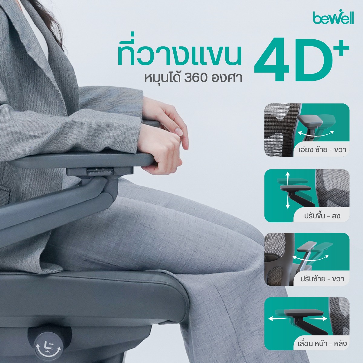 ที่รองศีรษะ 2D Headrest เมมโมรี่โฟมแท้ เก้าอี้ทำงานเพื่อสุขภาพ Bewell