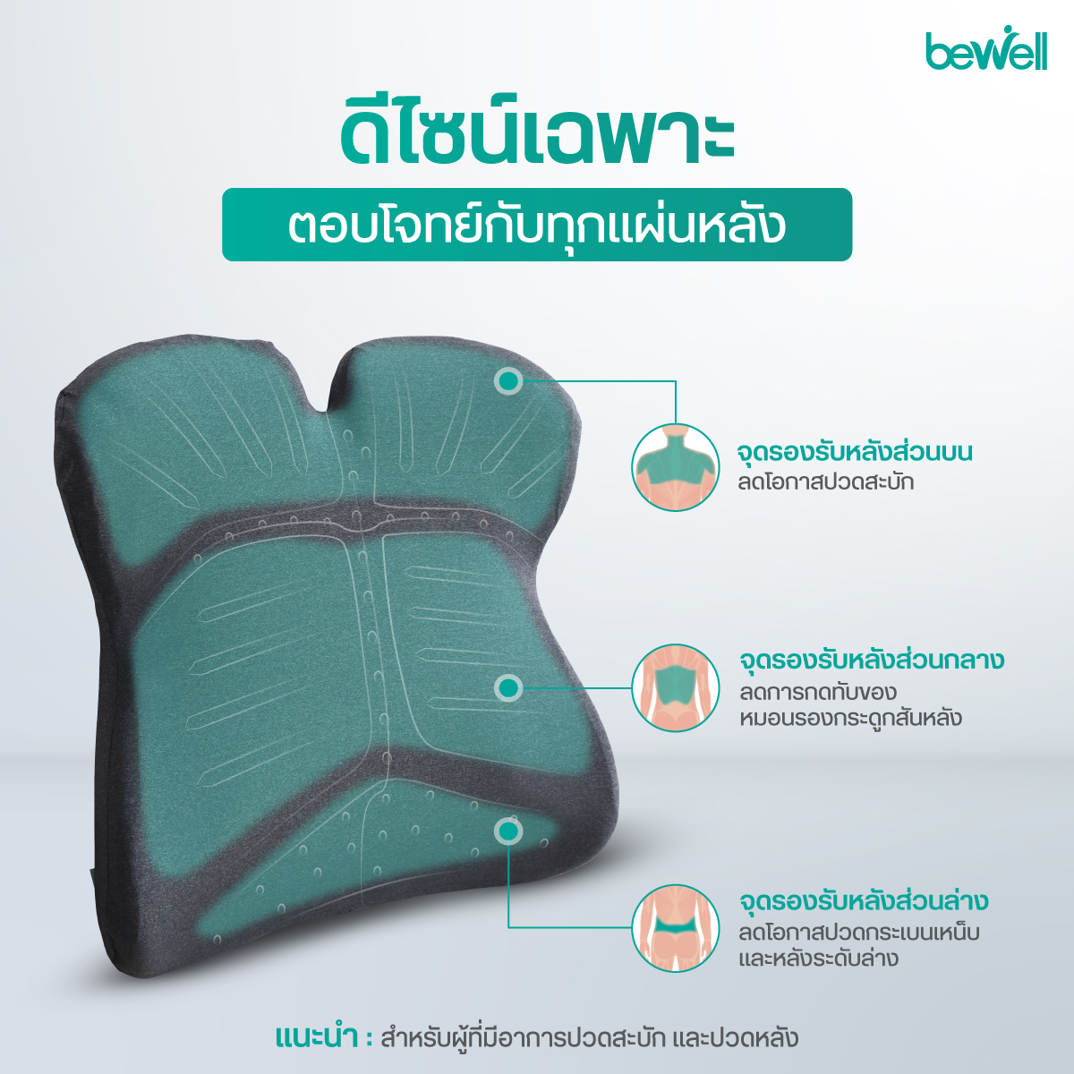 เบาะรองนั่งเพื่อสุขภาพ Bewell กระจายแรงกดทับ ลดอาการสลักเพชรจม