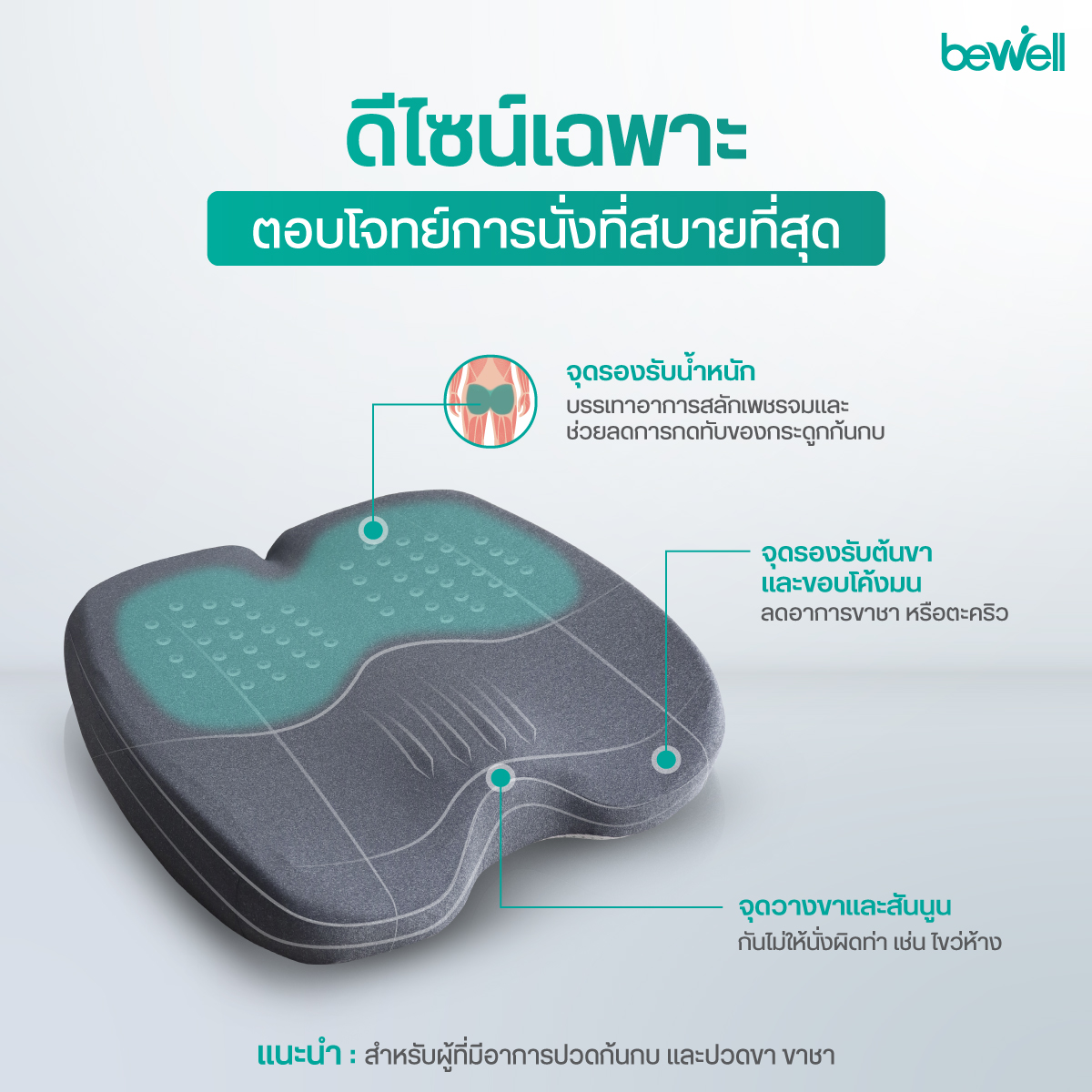 ปลอกผ้าเบาะรองหลังและเบาะรองนั่ง Bewell ให้เลือก 2 สไตล์