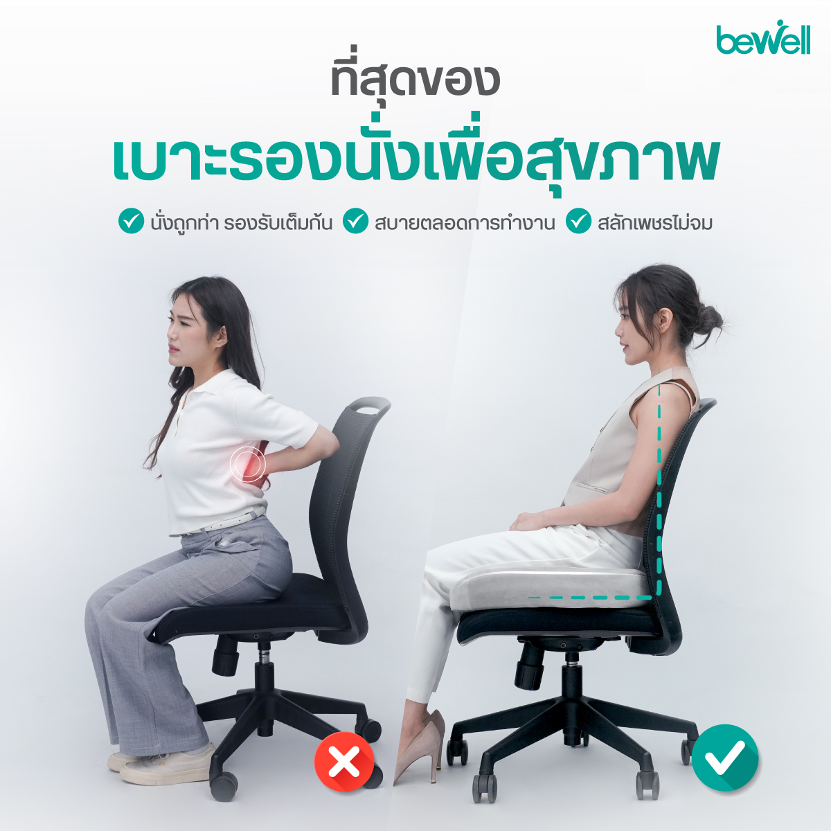Bewell Ergo-Cushion Plus Weight Distribution Area จุดรองรับน้ำหนักเต็มก้น