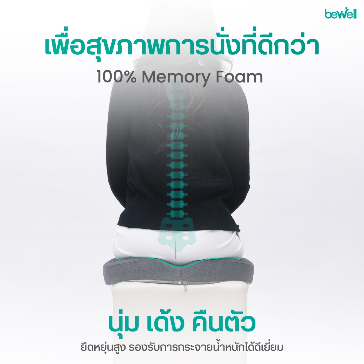 เมมโมรี่โฟมผสมผงถ่านไม้ไผ่ Bewell ErgoLoop นุ่มสบาย ไม่ยวบ ลดกลิ่นอับ