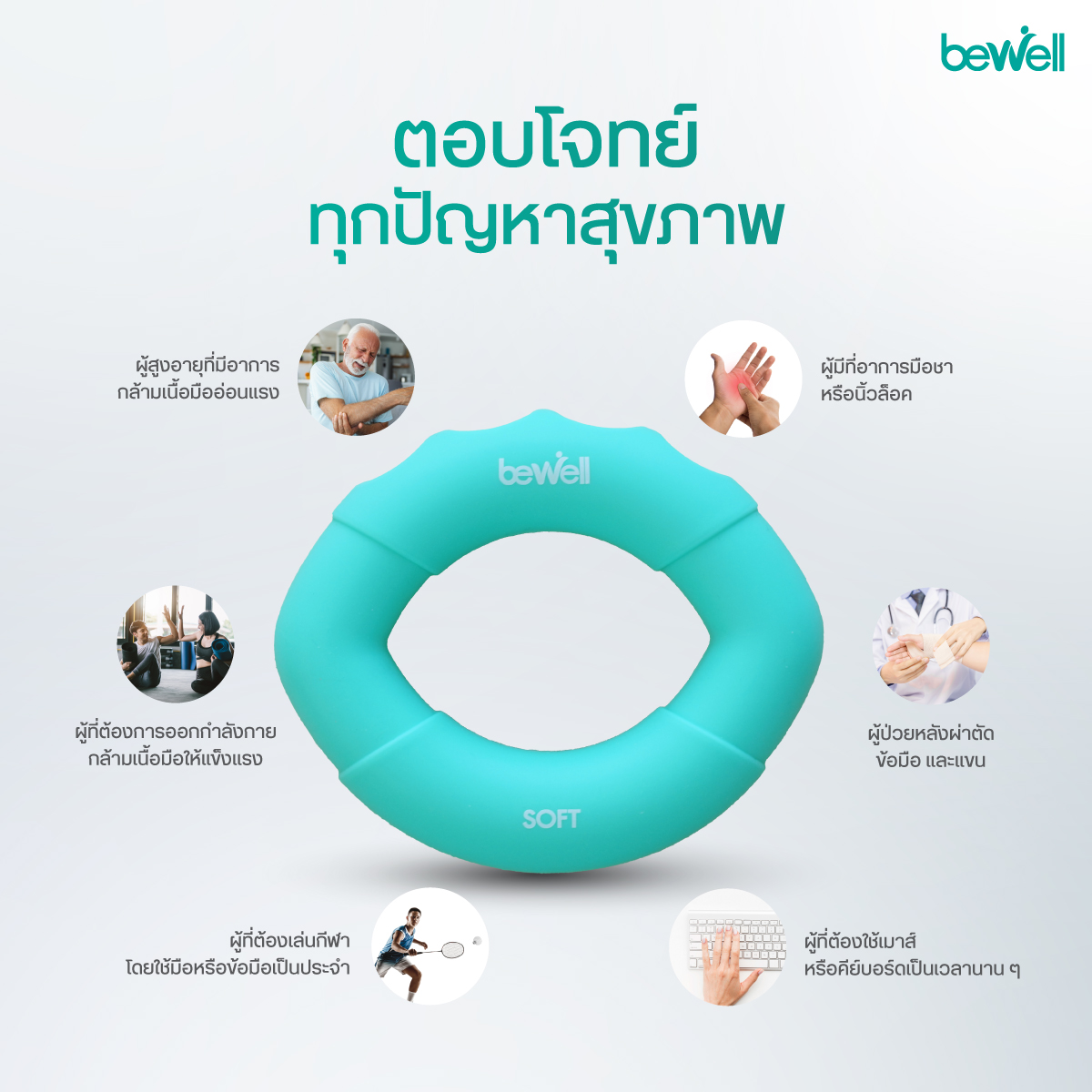 Bewell ยางยืดบริหารมือ กระตุ้นการไหลเวียนเลือดและคลายเครียด