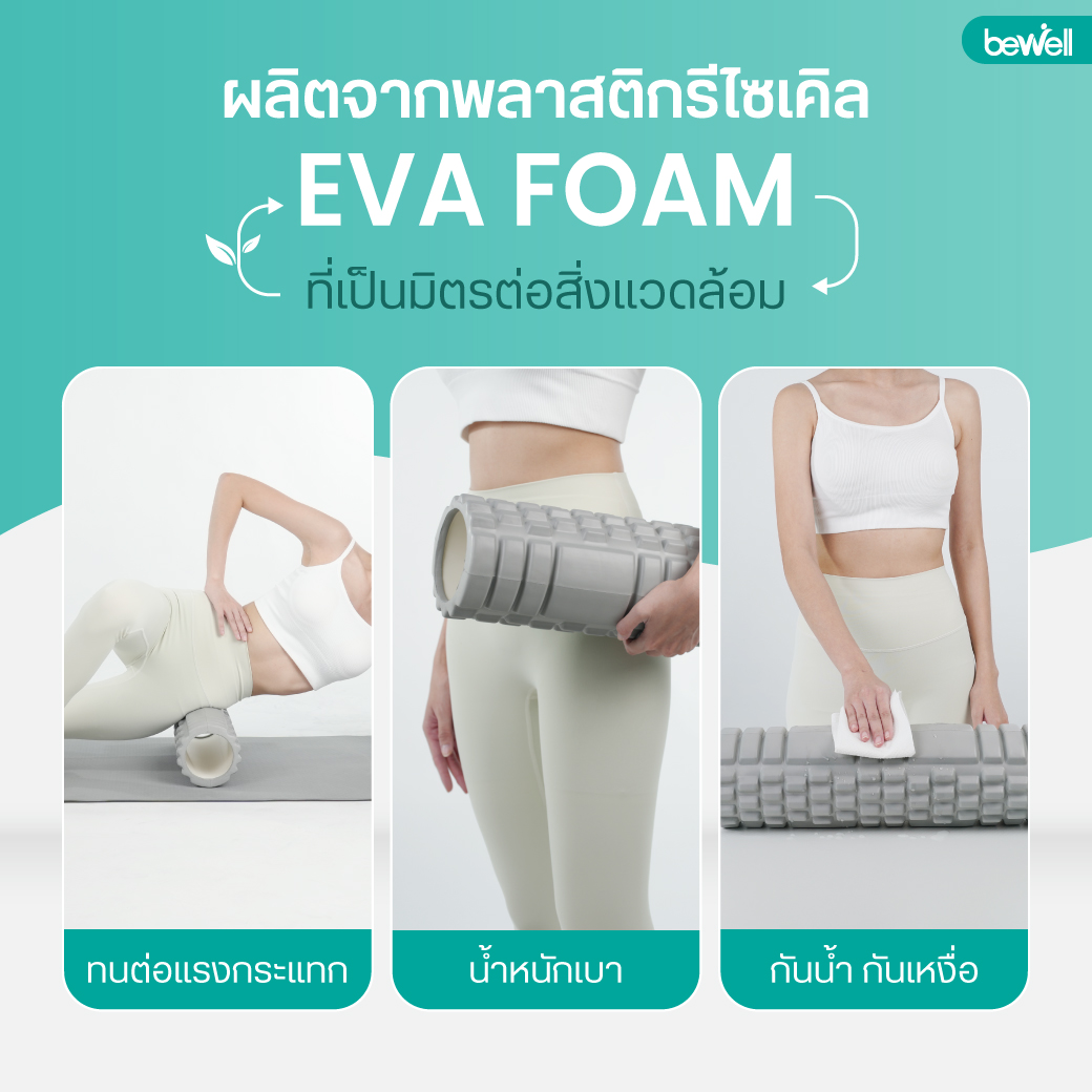 วิธีใช้งาน Bewell Roller Foam ก่อนและหลังออกกำลังกาย