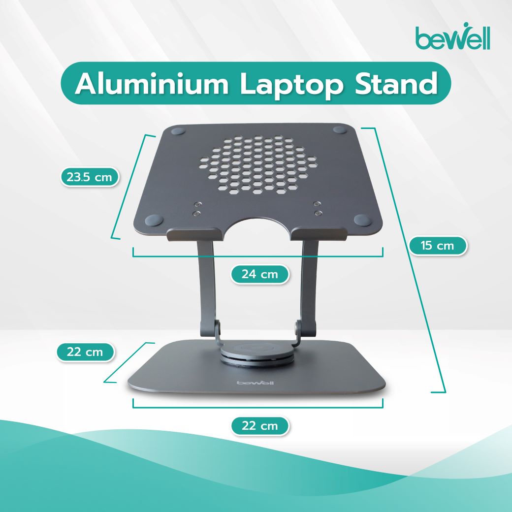 ที่วางโน๊ตบุ๊คเพื่อสุขภาพหมุนได้ 360 องศา | Ergonomic Aluminium 360° Laptop Stand