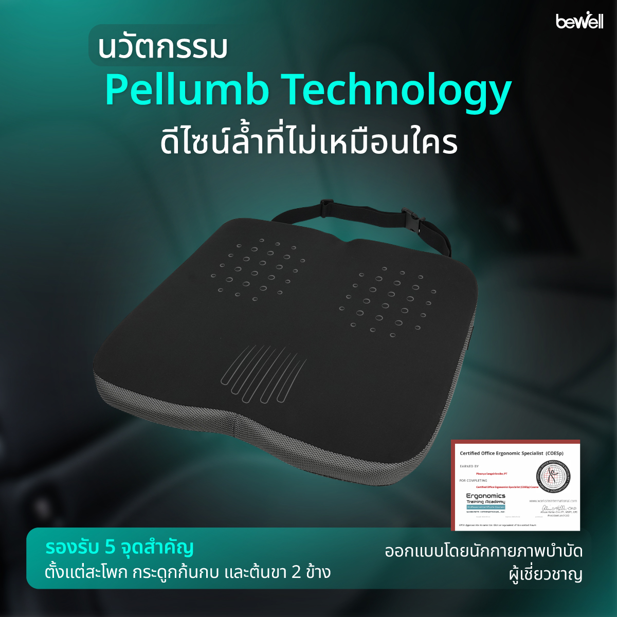 Bewell เบาะรองนั่งในรถยนต์ รุ่น พลัส ระบบ Secure Lock สายรัดยึดแน่น