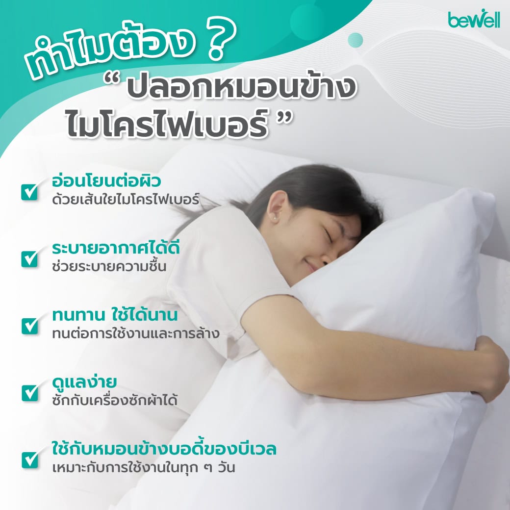Bewell ปลอกหมอนข้าง ไมโครไฟเบอร์ สัมผัสนุ่มละมุน อ่อนโยนต่อผิว