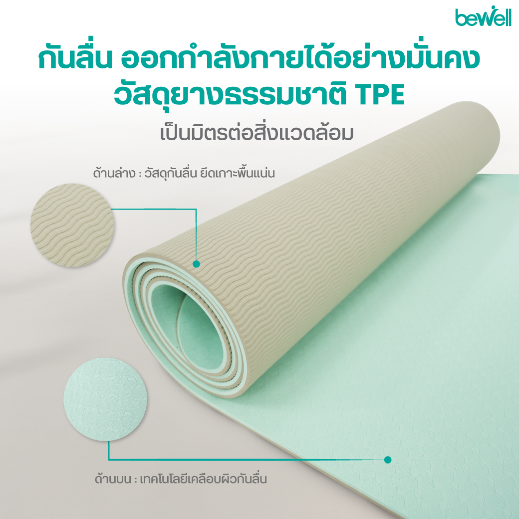 เสื่อโยคะและโฟมโรลเลอร์ Bewell พกพาสะดวก พร้อมสายรัด
