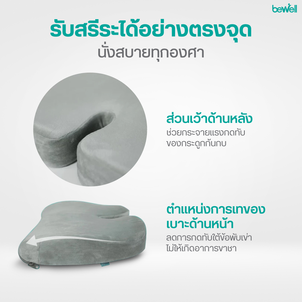 เมมโมรี่โฟมแท้ 100% สัมผัสนุ่มแน่น หุ้มผ้ากำมะหยี่ นั่งสบาย
