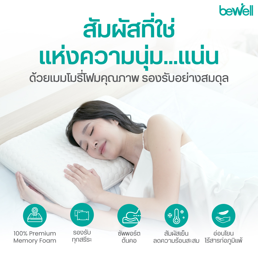 Bewell หมอนเมมโมรี่โฟมเพื่อสุขภาพ 2in1 รองรับกระดูกต้นคอ