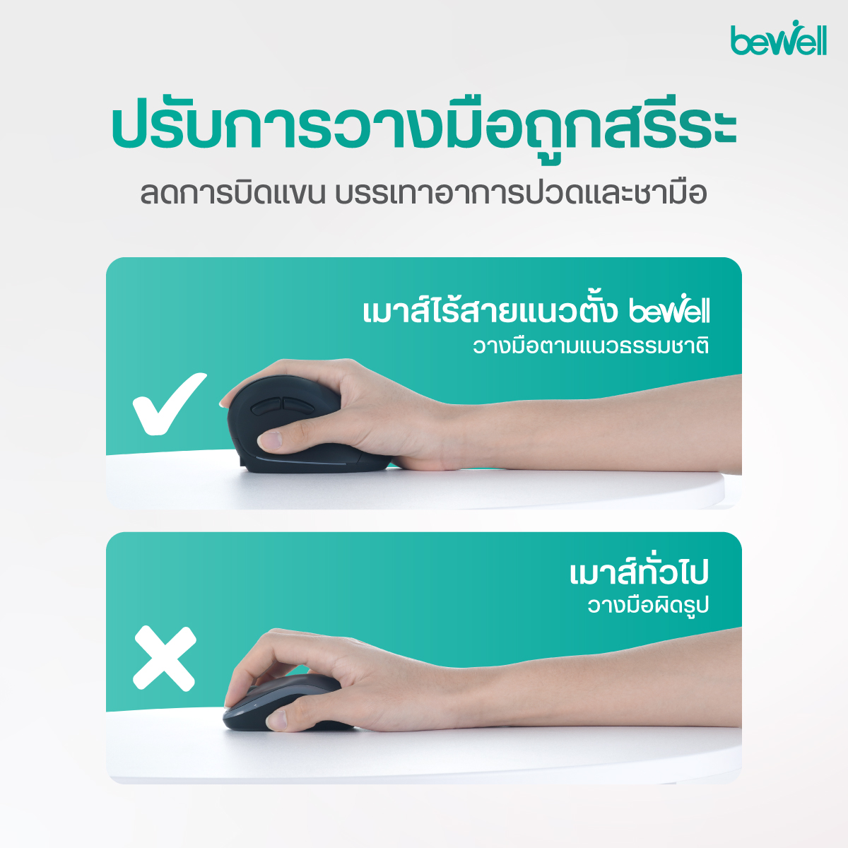 ระบบเชื่อมต่อ 3 อุปกรณ์ สลับใช้งานง่ายของเมาส์ Bewell