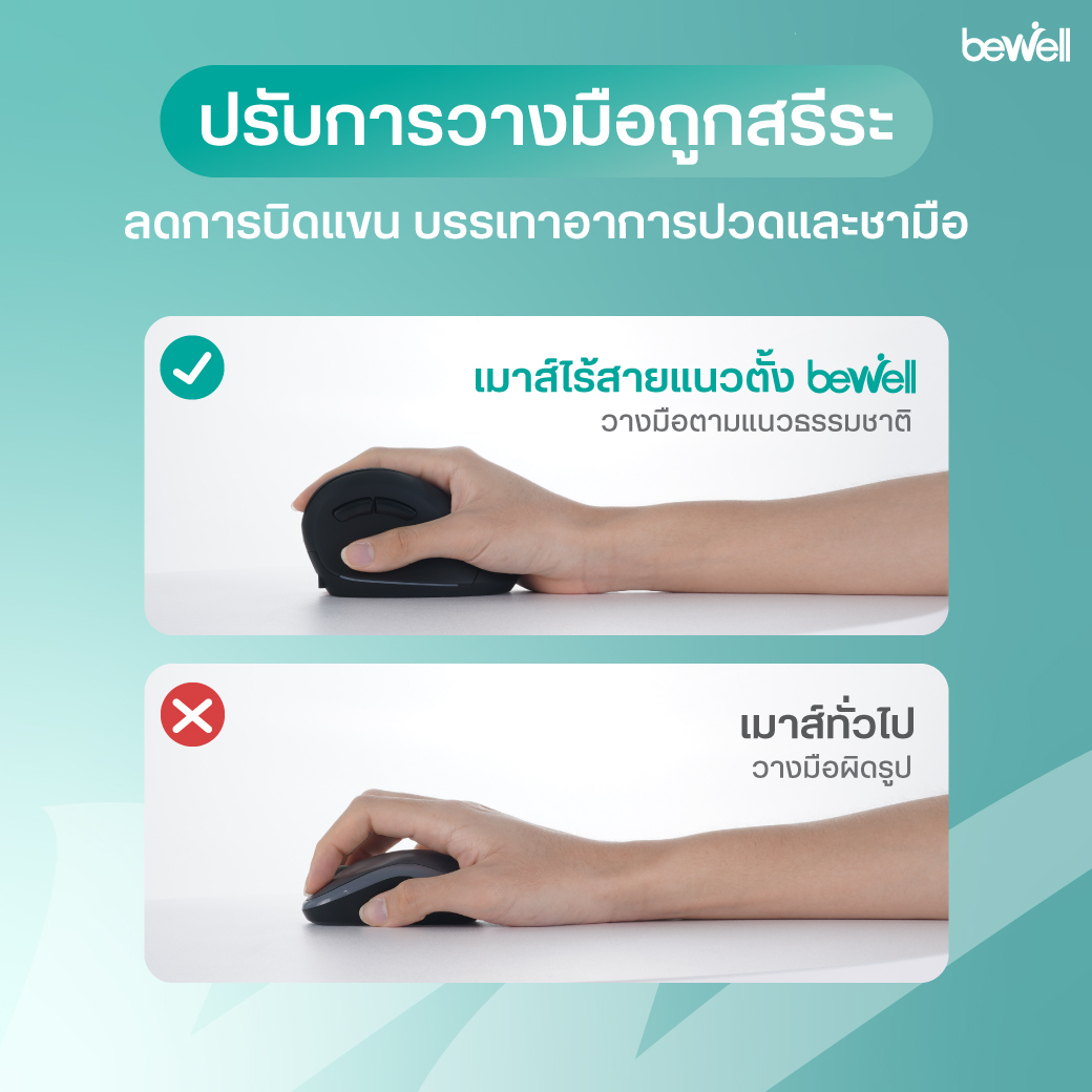 Bewell เมาส์ไร้สายแนวตั้ง ปรับ DPI ได้ 5 ระดับ
