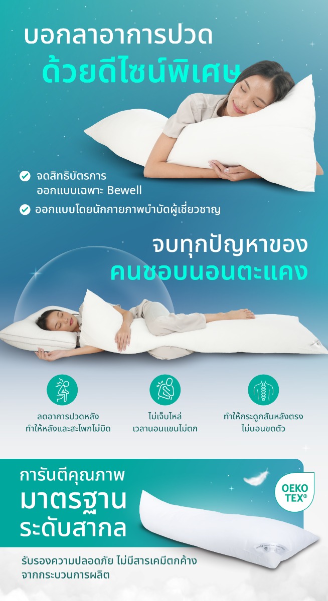 Bewell ErgoDown Body Pillow Triangle Shape Design