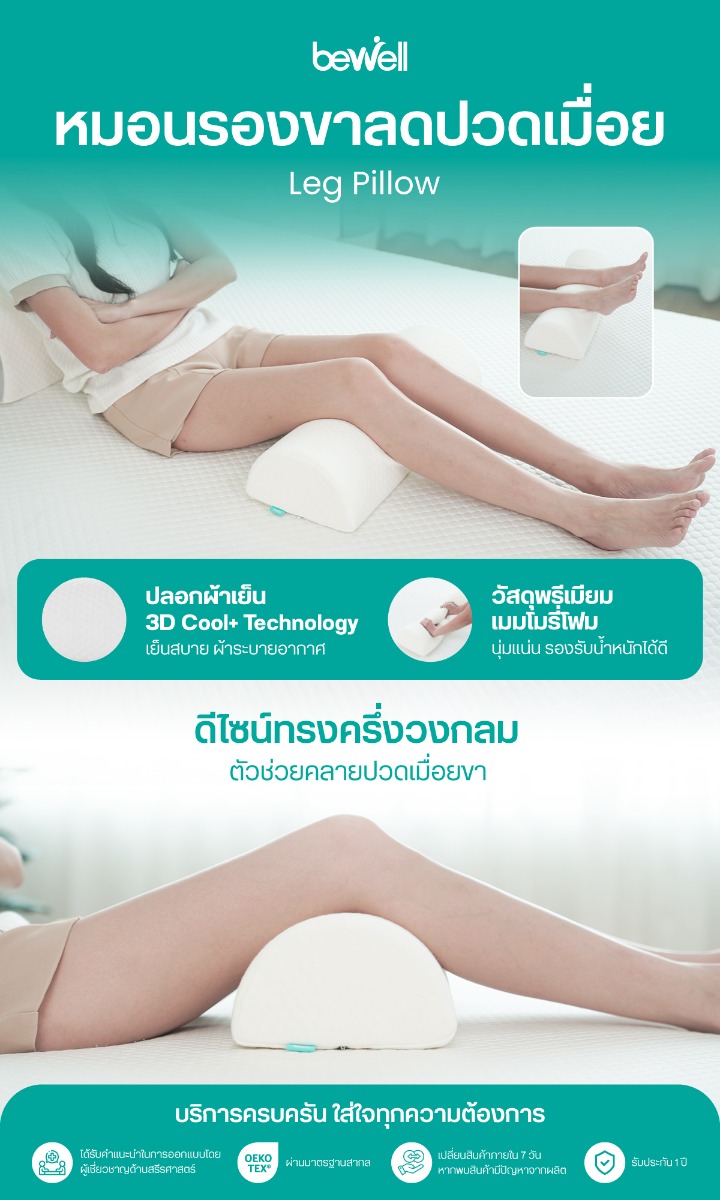 Bewell Leg Pillow Semi-Circle Memory Foam