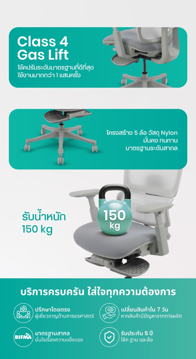 Bewell Enlift Plus Ergonomic Chair with Footrest