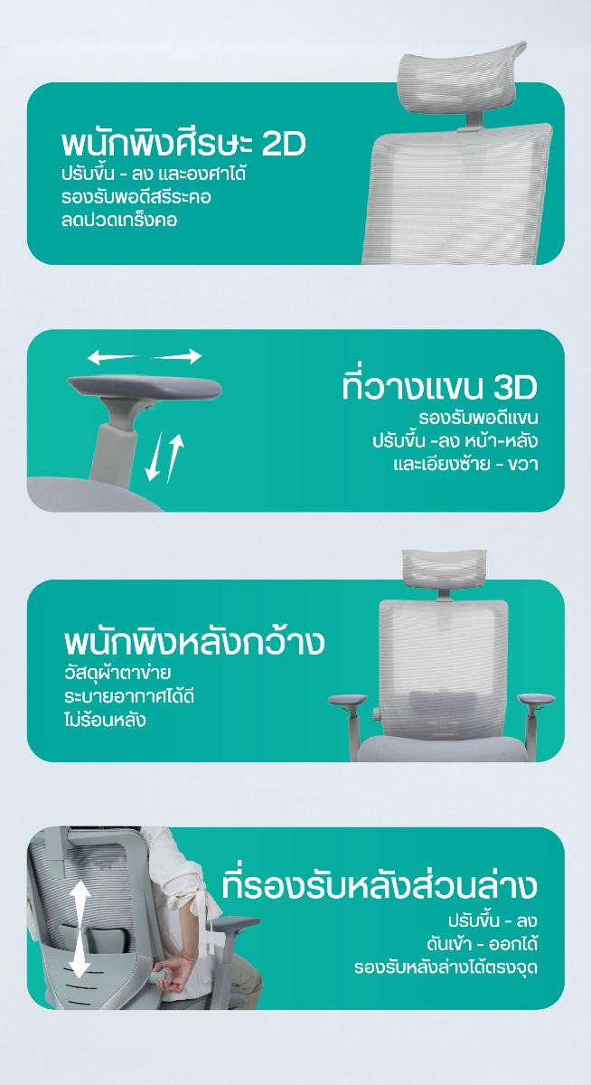 Bewell Esteem Plus Ergonomic Chair with Footrest