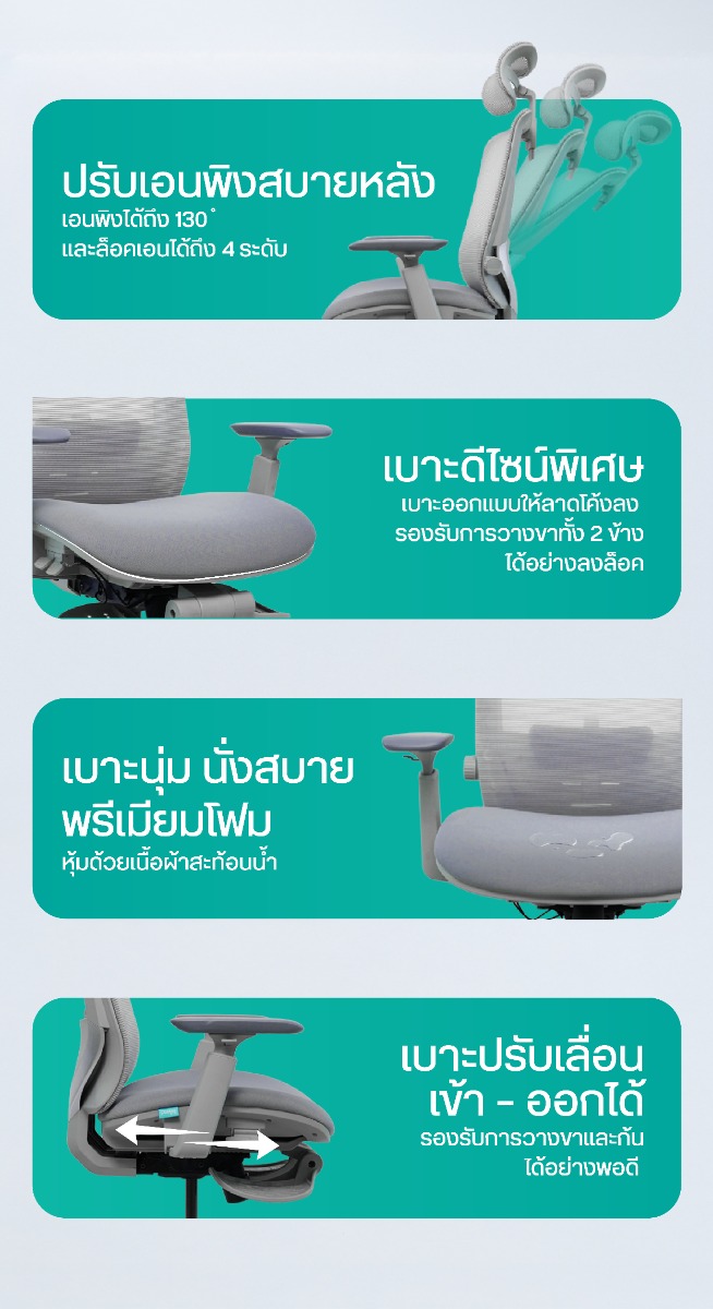 Bewell Esteem Plus Ergonomic Chair with Footrest