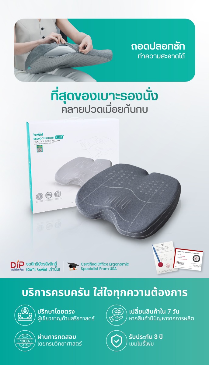 Bewell Ergo-Cushion Plus Seat Cushion Pellumb Technology