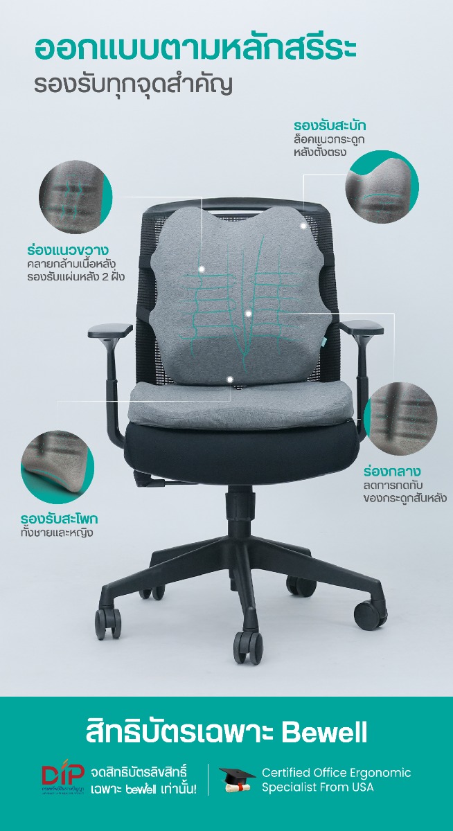 Bewell Ergo-Cushion Back Support Cooling Cotton