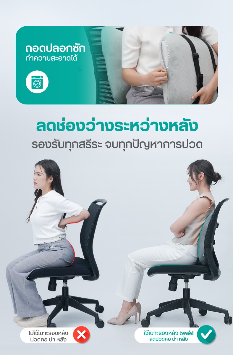 Bewell Ergo-Cushion Back Support Cooling Cotton