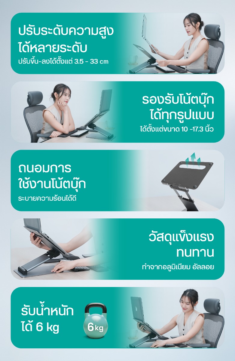 Bewell Adjustable Laptop Stand Z-Shape High Rise