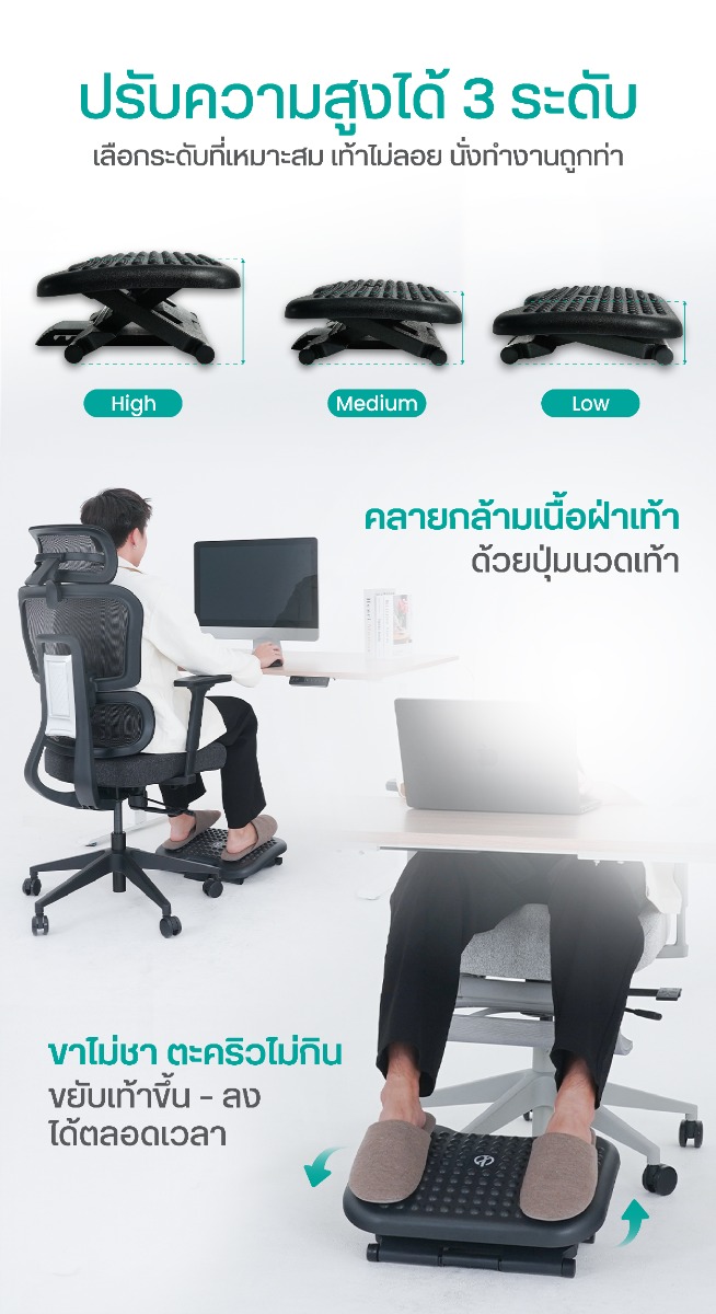 Bewell Ergonomic Adjustable Foot Rest