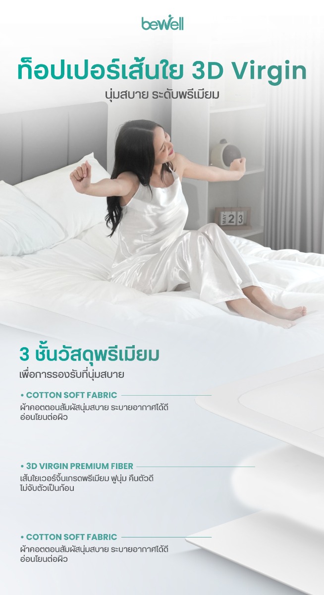 Bewell CloudFill Topper 10cm Thick 3D Virgin Fiber