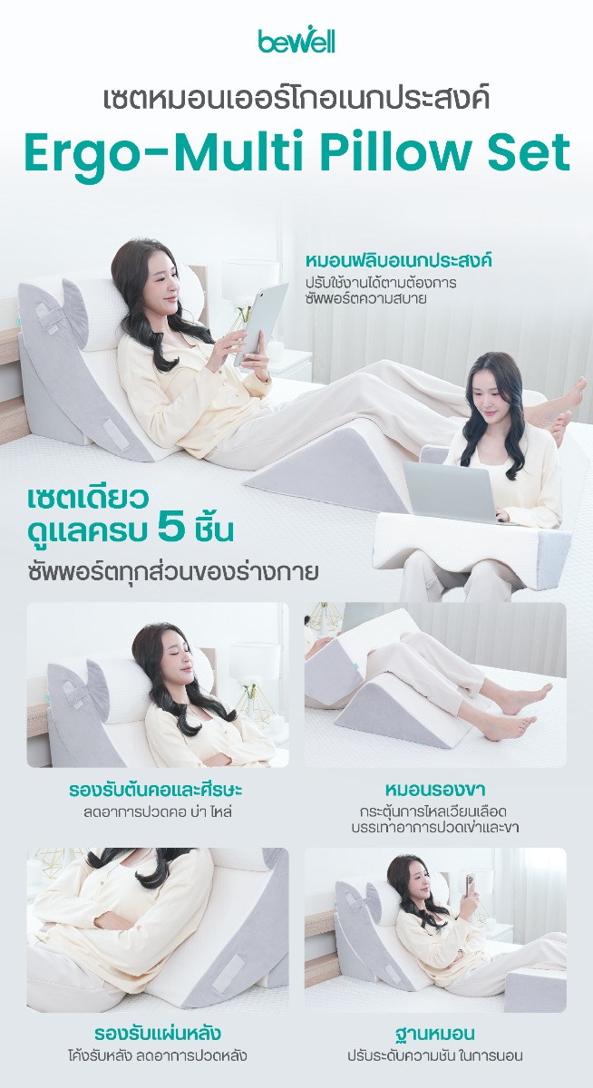 Bewell Ergo-multi Pillow Set บีเวล เซตหมอนเออร์โกอเนกประสงค์