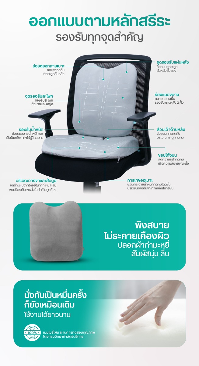 H18-HT002 เซตเบาะรองหลัง รองนั่ง สุขภาพ