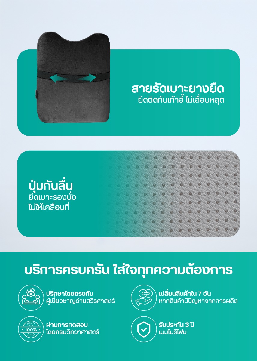 Set เบาะรองหลังทรงสูง พร้อมเบาะรองนั่งเพื่อสุขภาพ รุ่น Gentle Soft Plush