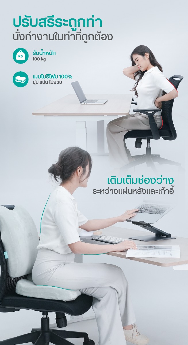 Set เบาะรองหลังทรงสูง พร้อมเบาะรองนั่งเพื่อสุขภาพ รุ่น Gentle Soft Plush