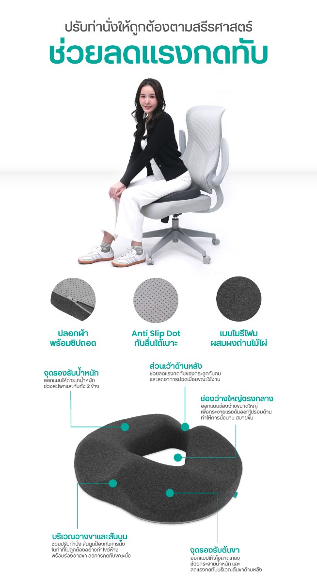 Bewell ErgoLoop Seat Cushion EC-12 เบาะรองนั่งเพื่อสุขภาพ