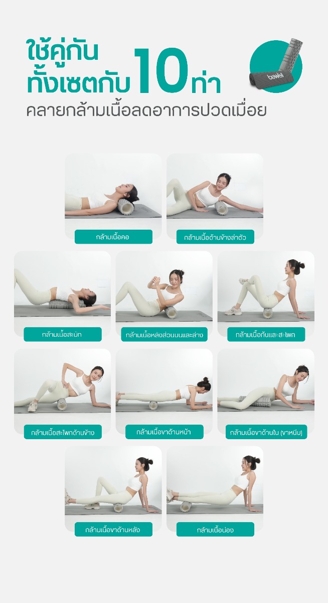 Bewell Yoga Mat 10mm and Foam Roller