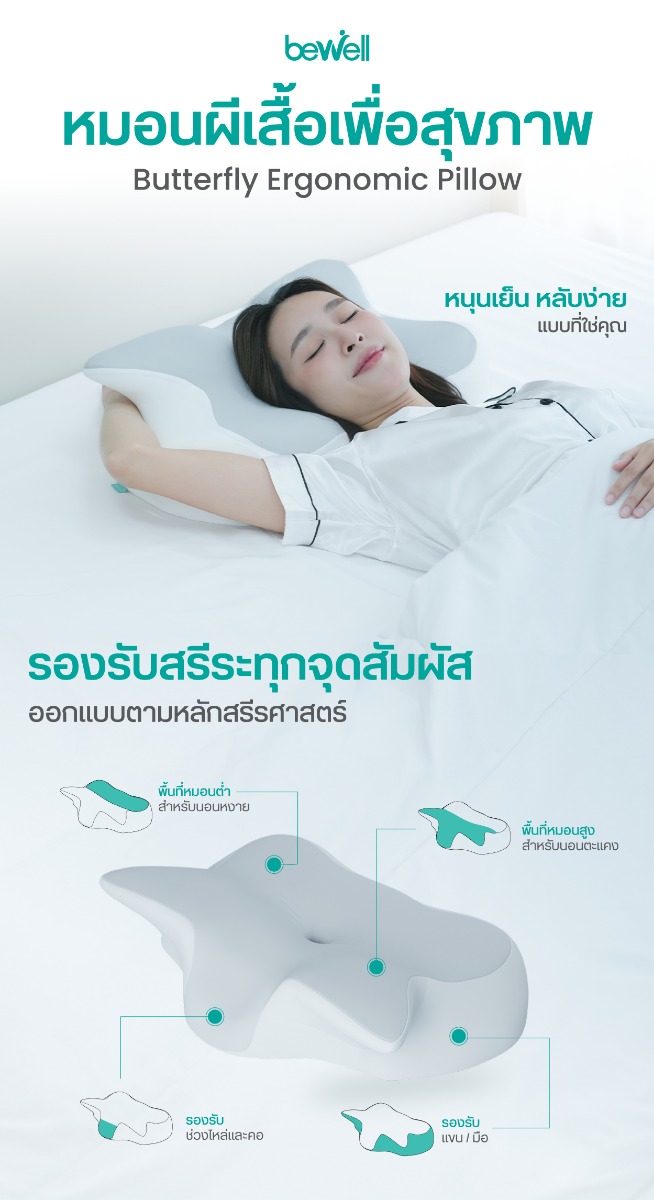 Bewell Butterfly Ergonomic Pillow SWE-24 หมอนสุขภาพทรงผีเสื้อ