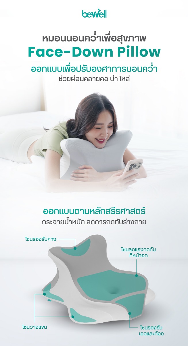 Bewell Face-Down Pillow HW-013 หมอนนอนคว่ำเพื่อสุขภาพ