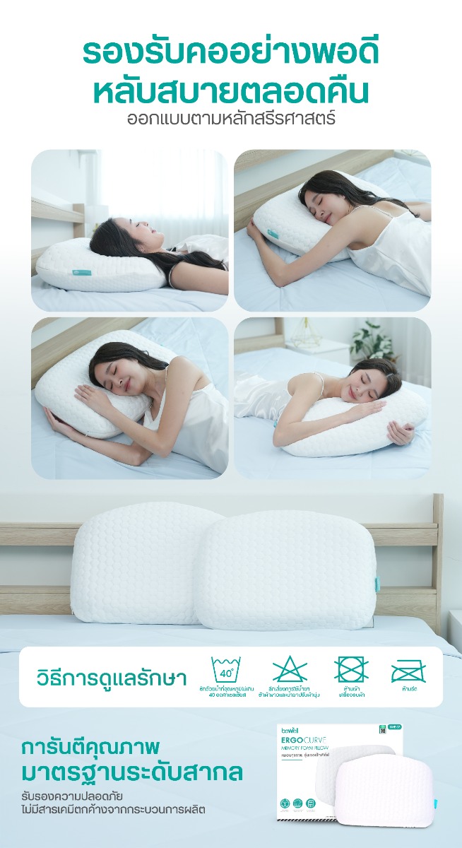 Bewell ErgoCurve Memory Foam Pillow Neck Support