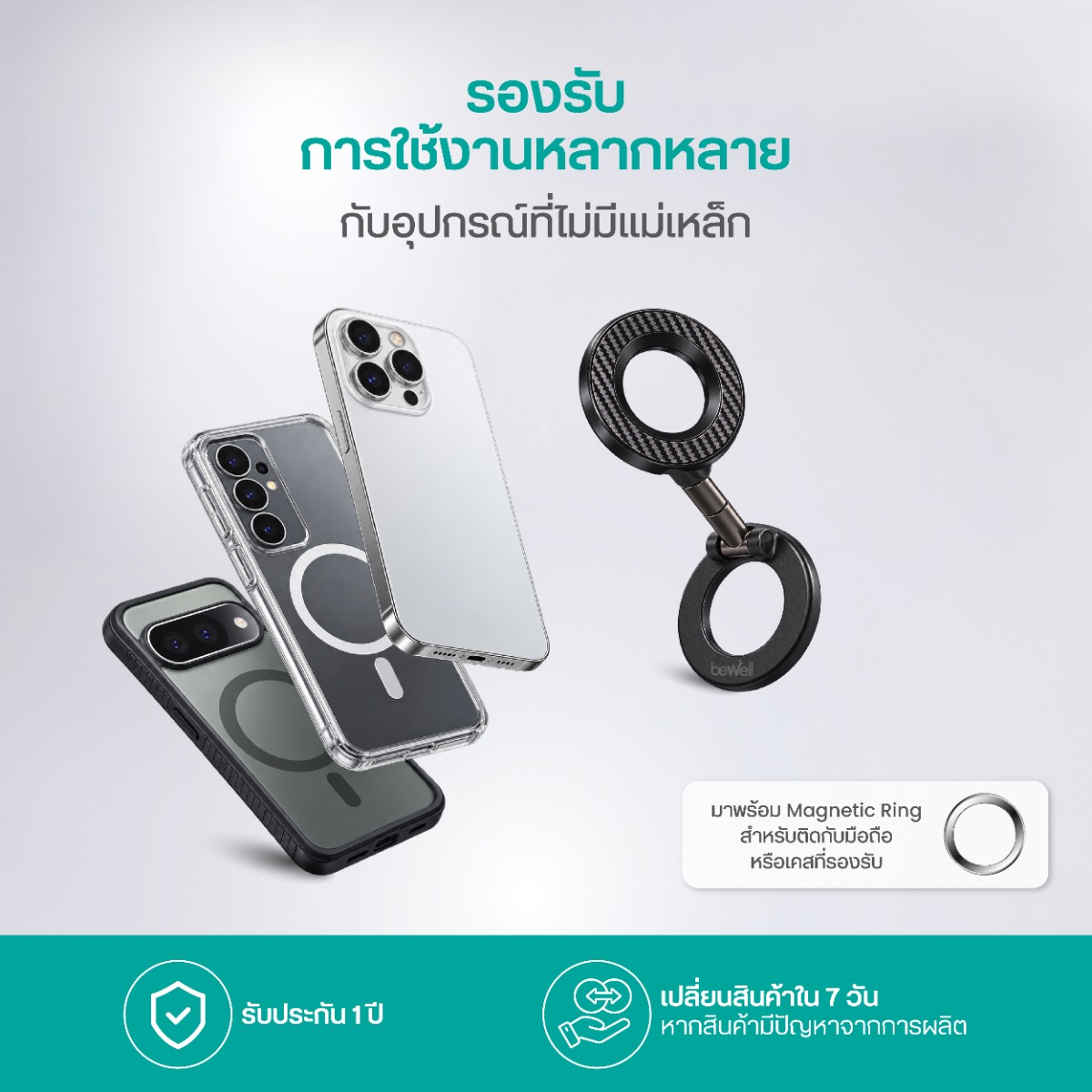 Bewell Double-Sided Magnet Phone Holder วิธีใช้งาน