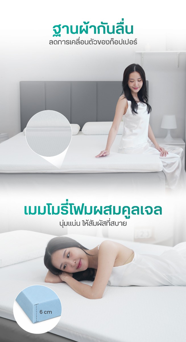Bewell CloudFill Memory Foam Topper Bamboo Fiber