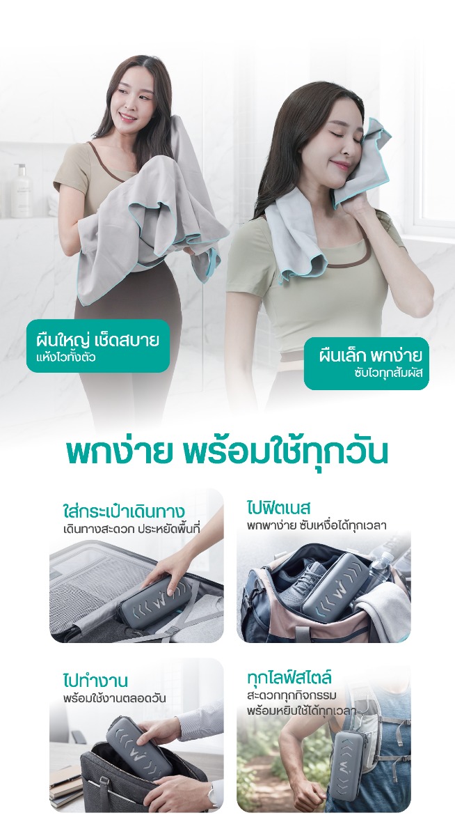 Bewell ผ้าเช็ดตัวแห้งเร็ว พร้อมกล่องเก็บพรีเมียม Quick Dry Towel
