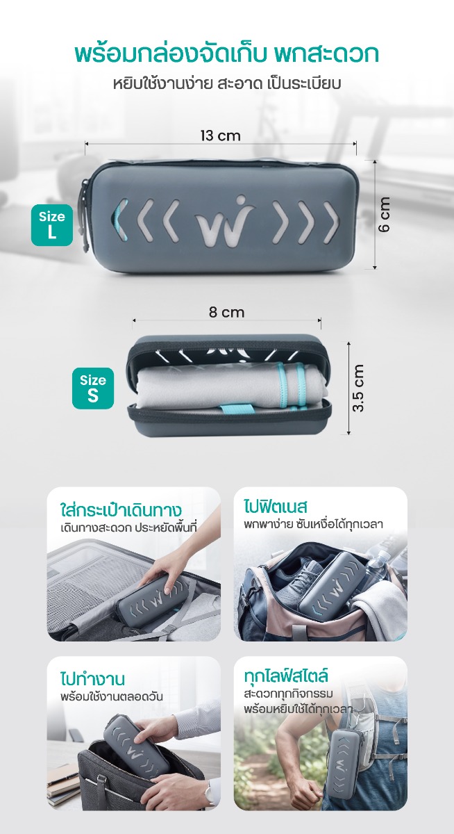 Bewell ผ้าเช็ดตัวแห้งเร็ว พร้อมกล่องเก็บพรีเมียม Quick Dry Towel